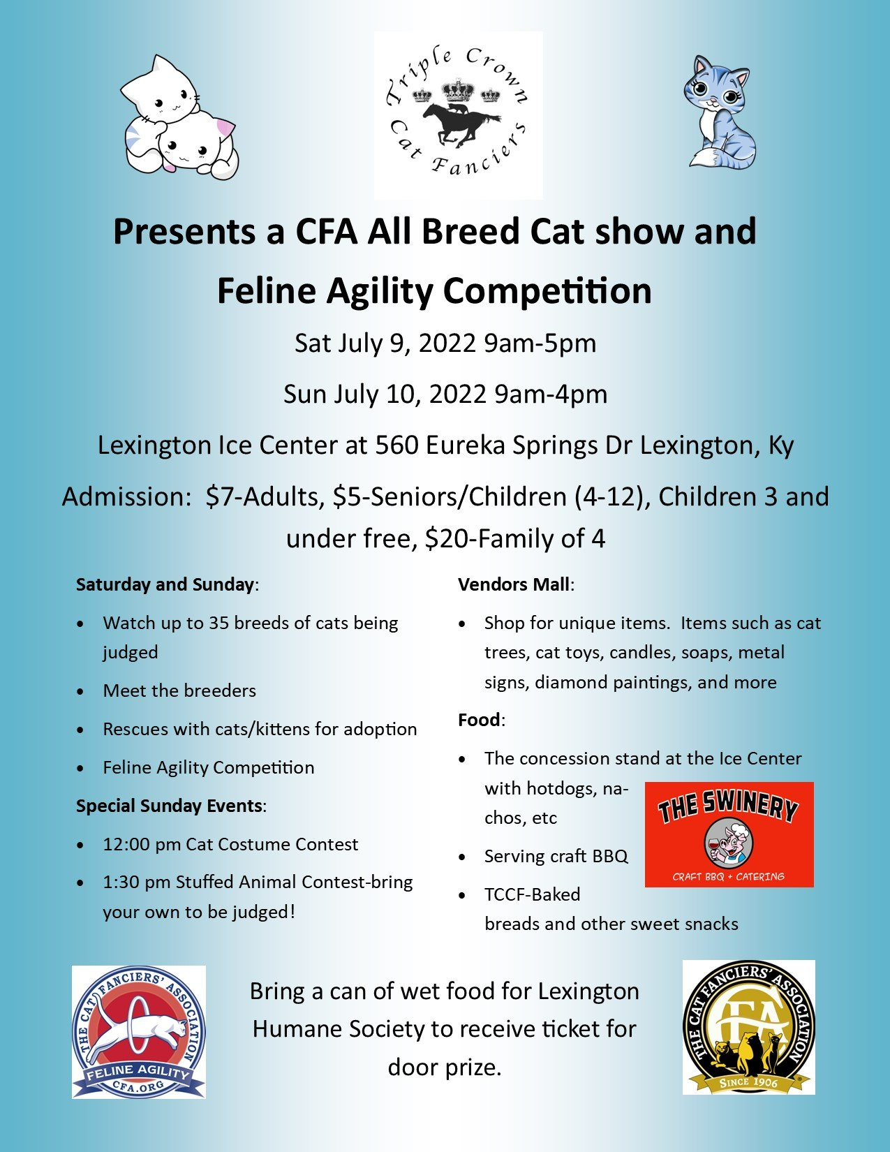 CFA All Breed Cat Show. Cat Show in Lexington in Kentucky july 9 10